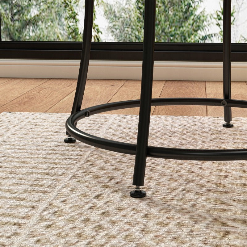 Runder industrieller Couchtisch für Wohnzimmer mit Regal, brauner Loft 55 cm