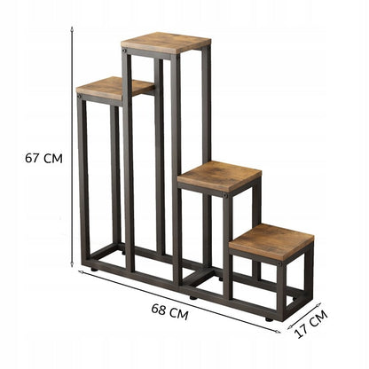 4-stöckiges Pflanzenregal – Rustikales Blumen- und Blumentopfregal