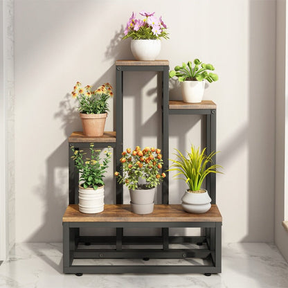 Rustikales Pflanzenregal – 67 cm hoch, im Loft-/Industrie-Stil