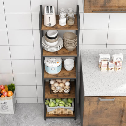 Industrielles Regal – 154x40x30 cm, 5 Ablagen, Loft-Stil, MDF und Metall