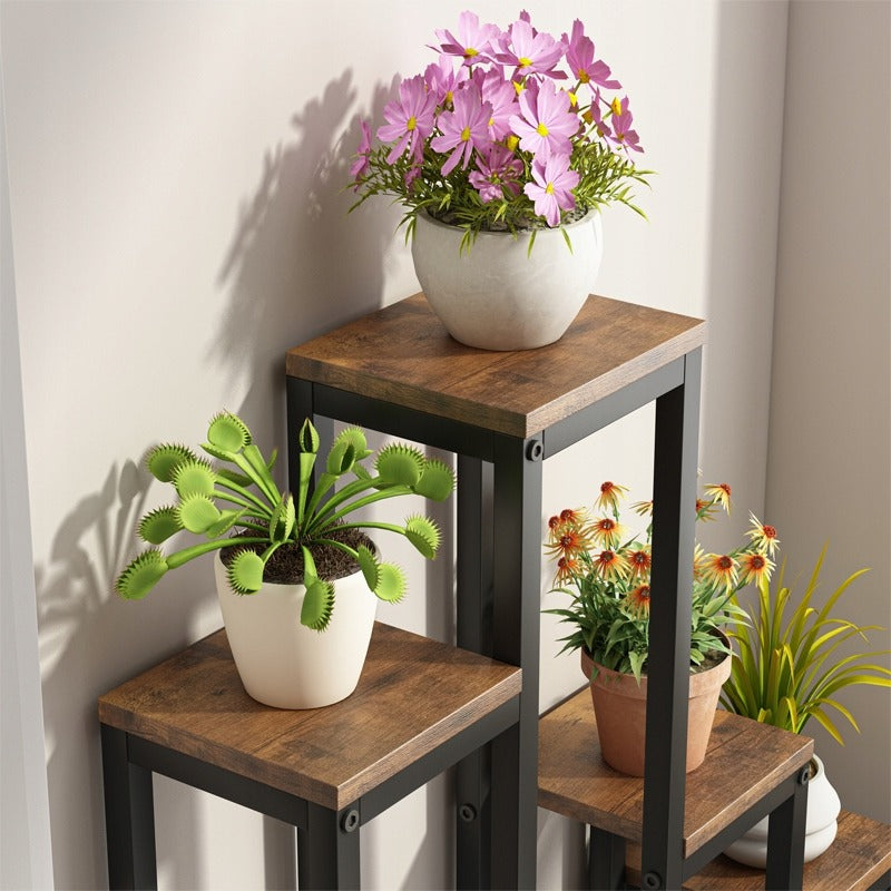 4-stöckiges Pflanzenregal – Rustikales Blumen- und Blumentopfregal