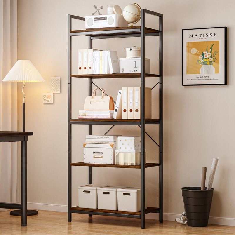 Industrielles Bücherregal im Loft-Stil – 66 × 30 × 153 cm, rustikales MDF und Metallrahmen