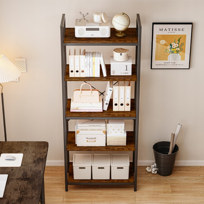 Industrielles Bücherregal im Loft-Stil – 66 × 30 × 153 cm, rustikales MDF und Metallrahmen