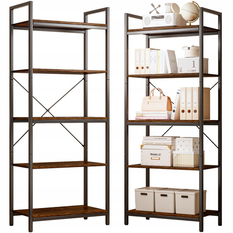 Industrielles Bücherregal im Loft-Stil – 66 × 30 × 153 cm, rustikales MDF und Metallrahmen