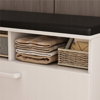 Weißer Schuhschrank mit Sitzbank und Stauraum