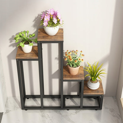4-stöckiges Pflanzenregal – Rustikales Blumen- und Blumentopfregal