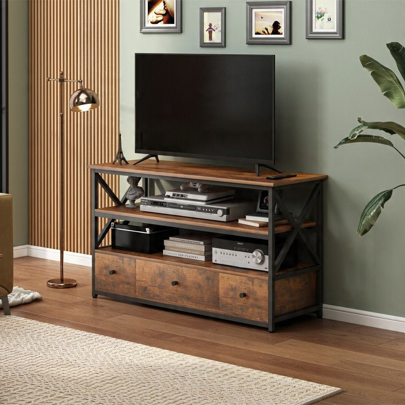 TV-Schrank Loft Kommode für Wohnzimmer mit Regalen und Schubladen 110 cm