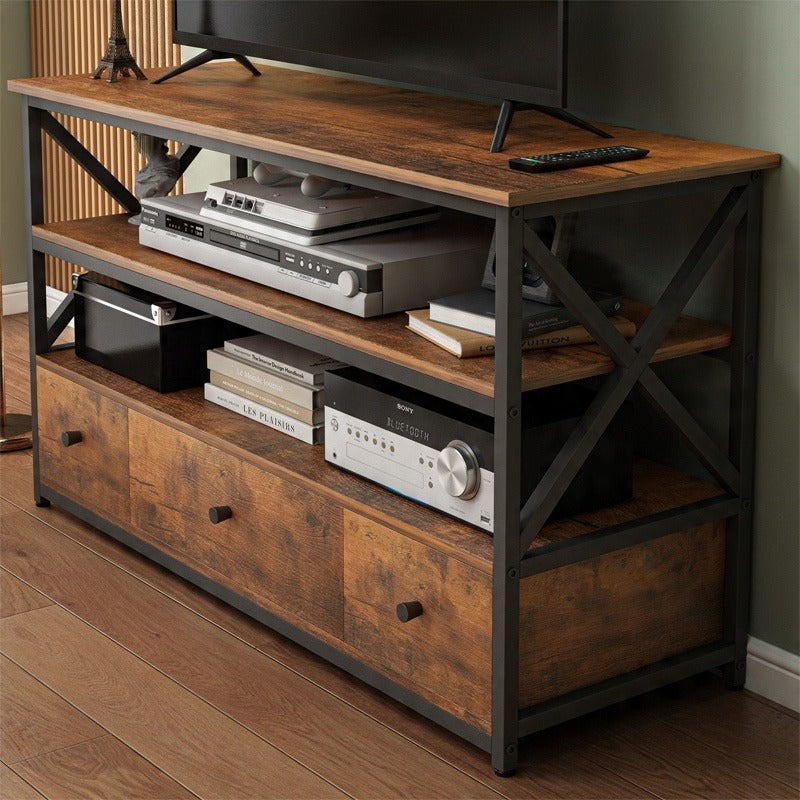 TV-Schrank Loft Kommode für Wohnzimmer mit Regalen und Schubladen 110 cm