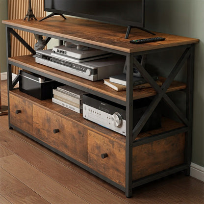 TV-Schrank Loft Kommode für Wohnzimmer mit Regalen und Schubladen 110 cm