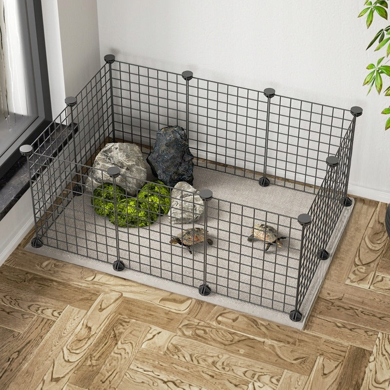 Schwarzer Metallkäfig für Hunde, Katzen, Welpen und Kaninchen, 108 x 108 cm