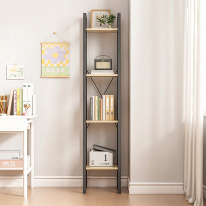 Leiterregal mit 4 Ablagen – 34x147x32 cm, dunkelbraun, im Industrial-Loft-Stil