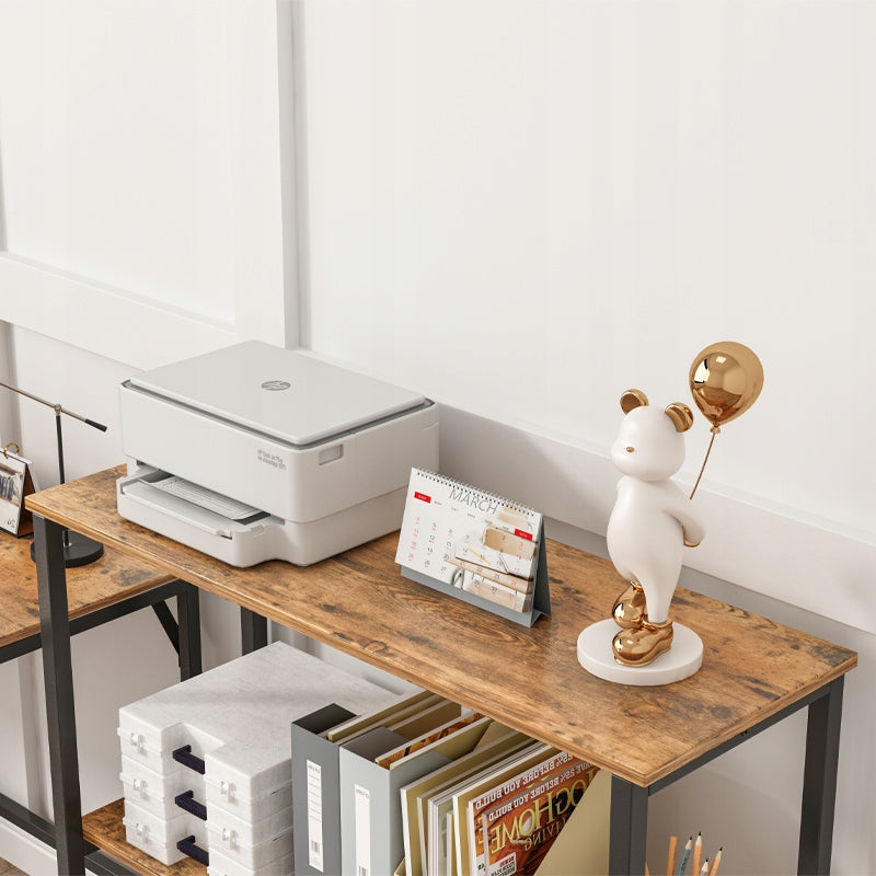 Industrielles Büroregal Loft-Stil aus Holz – 2 Regalböden – Konsole in rustikalem Braun.