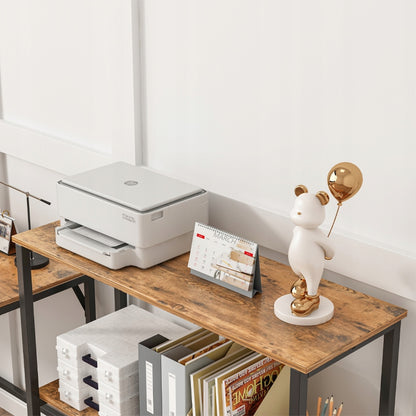 Industrielles Büroregal Loft-Stil aus Holz – 2 Regalböden – Konsole in rustikalem Braun.