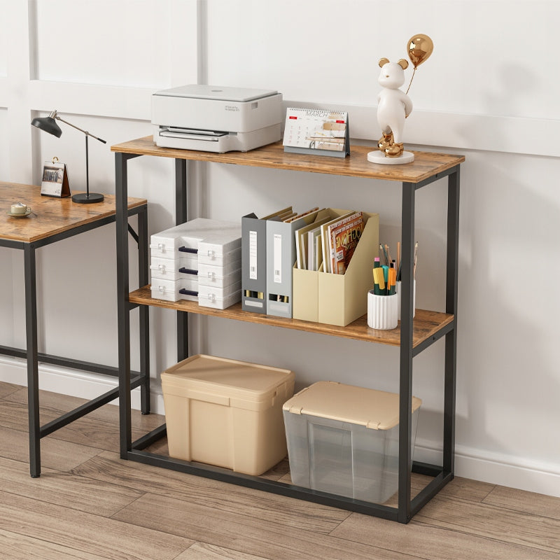 Industrielles Büroregal Loft-Stil aus Holz – 2 Regalböden – Konsole in rustikalem Braun.