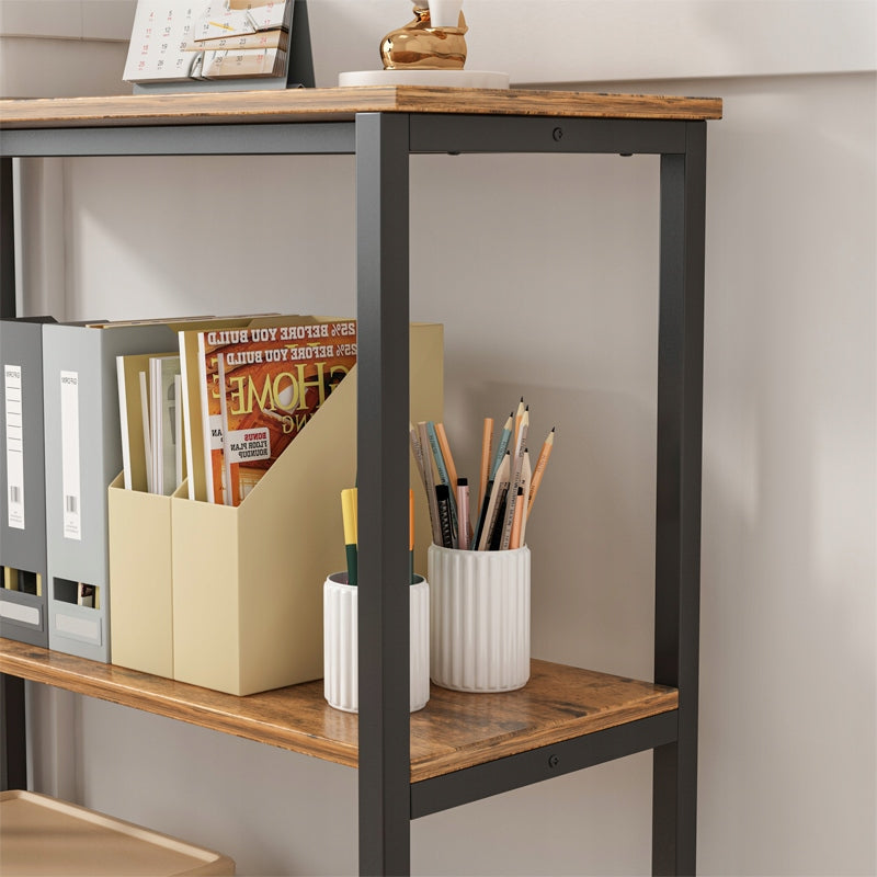 Industrielles Büroregal Loft-Stil aus Holz – 2 Regalböden – Konsole in rustikalem Braun.