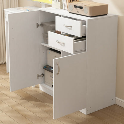 Moderne kommode mit schubladen und regalböden loft-stil weiss schrank mit türen 74 cm