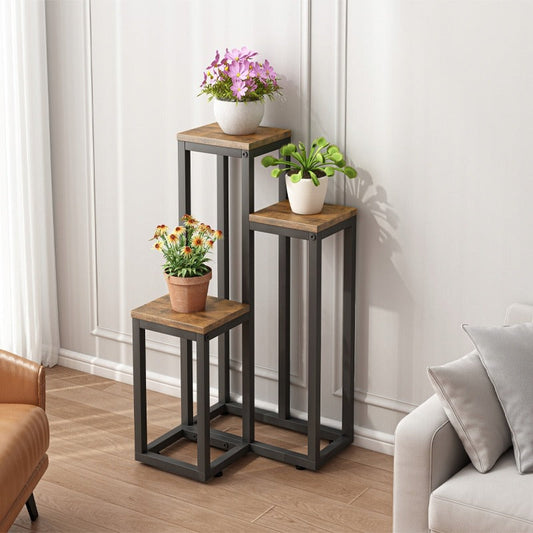 Pflanzenständer für Blumentöpfe – Rustikales Metallregal mit 3 Ebenen