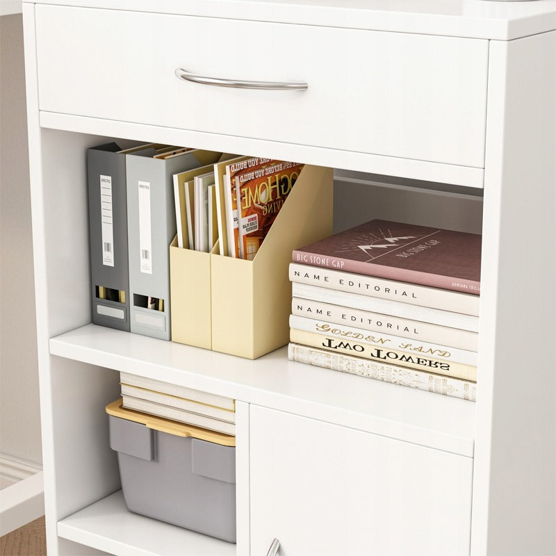 Weißer rollbarer Büroschrank mit Regalböden und Schublade – 50 x 40 x 75 cm – praktischer Drucker-Unterschrank