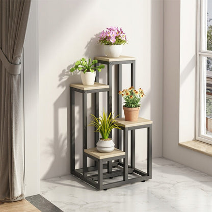 4-stöckiger Pflanzenständer aus Metall – Eleganter Blumen- und Pflanzenhalter im Loft-Stil