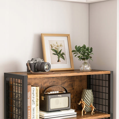 Industrieller Schrank – 74x30x155 cm, 5 Regalböden, aus MDF und Metall, Loft-Stil, kompaktes und robustes Design