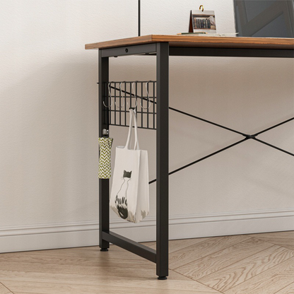 Schreibtisch im Loft-Stil, rustikales Braun – 100x50x70 cm, mit Metallgestell