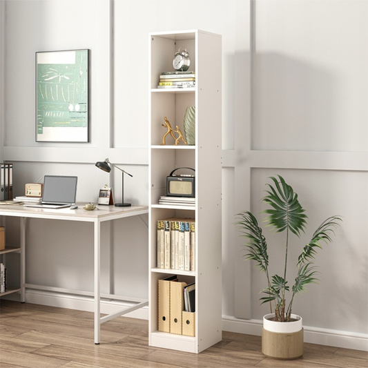 Weißes hohes Bücherregal – 182×25×30 cm – Standregal für Wohnzimmer oder Büro