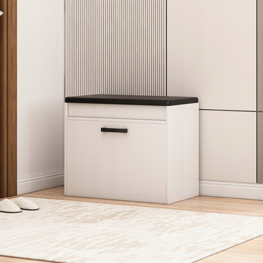 Weißer Schuhschrank mit Sitzbank – 60 × 49 × 35 cm – Sitzbank mit Stauraum