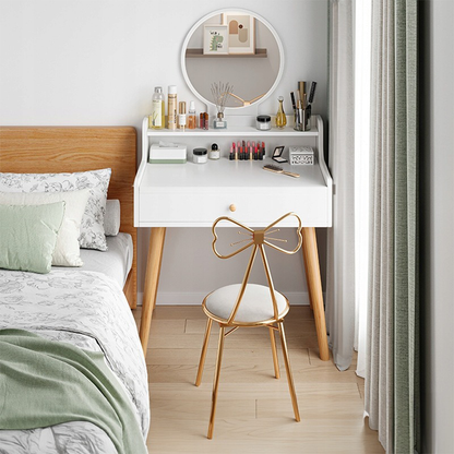 Weiße Schminktisch mit Spiegel – Skandinavischer Stil, 70×40×85 cm