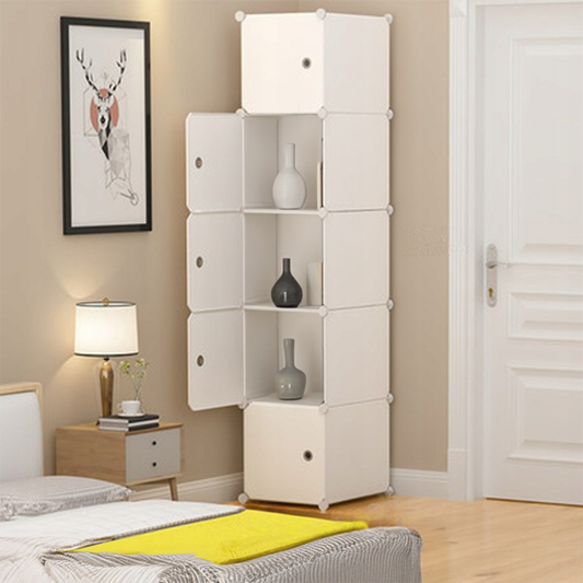 Modularer weißer Schrank mit 5 Regalböden – 185x39x37 cm, einfach zu montieren, modern