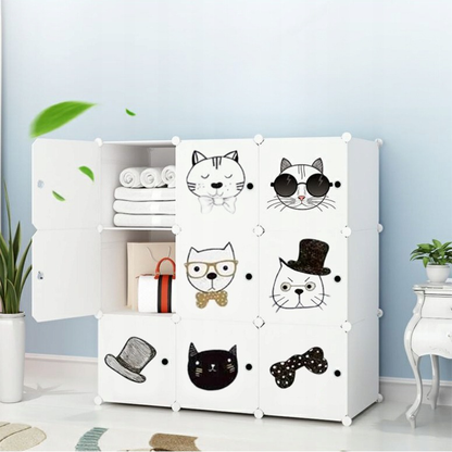 Faltbarer modularer Kleiderschrank für Kinder – 111x111x37 cm – leicht, bunt, wasserfest