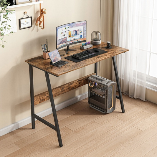 Industrieller Schreibtisch im Loft-Stil 100x50 cm – rustikale Tischplatte, schwarzes Metallgestell