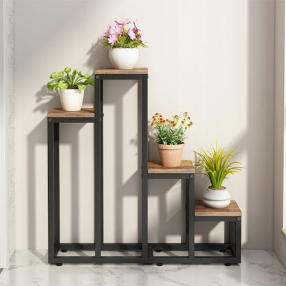 4-stöckiges Pflanzenregal – Rustikales Blumen- und Blumentopfregal