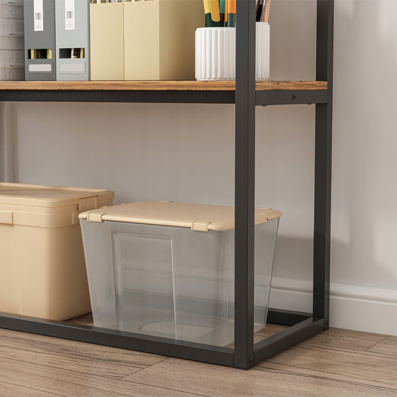 Industrielles Büroregal Loft-Stil aus Holz – 2 Regalböden – Konsole in rustikalem Braun.