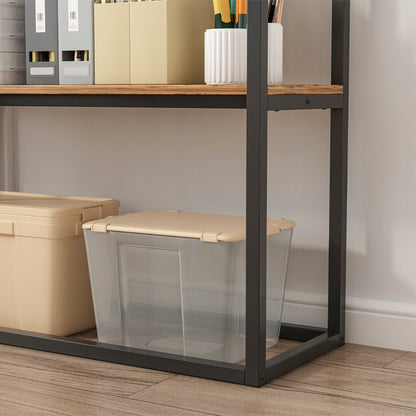 Industrielles Büroregal Loft-Stil aus Holz – 2 Regalböden – Konsole in rustikalem Braun.