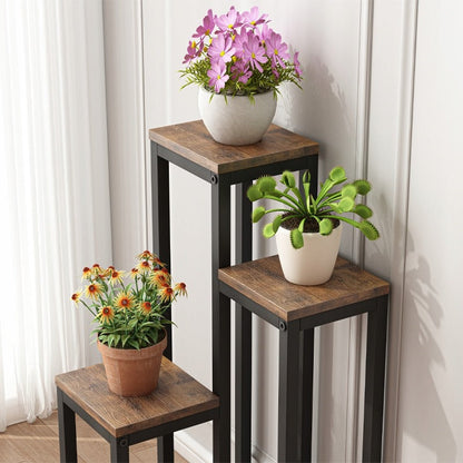 Pflanzenständer für Blumentöpfe – Rustikales Metallregal mit 3 Ebenen