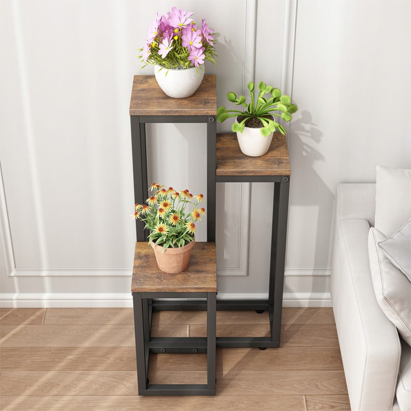 Pflanzenständer für Blumentöpfe – Rustikales Metallregal mit 3 Ebenen