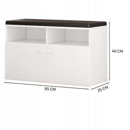 Weißer Schuhschrank mit Sitzbank und Stauraum