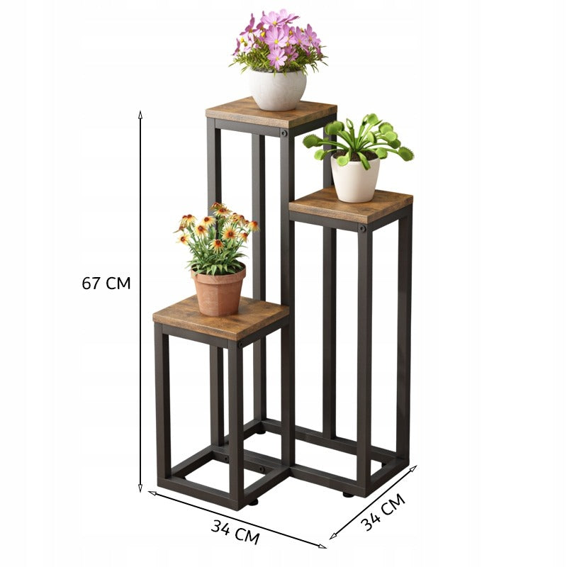 Pflanzenständer für Blumentöpfe – Rustikales Metallregal mit 3 Ebenen