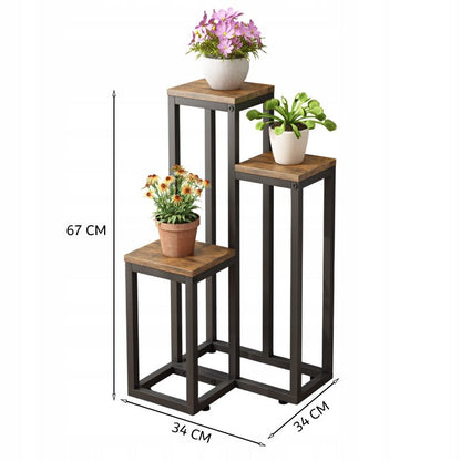 Pflanzenständer für Blumentöpfe – Rustikales Metallregal mit 3 Ebenen