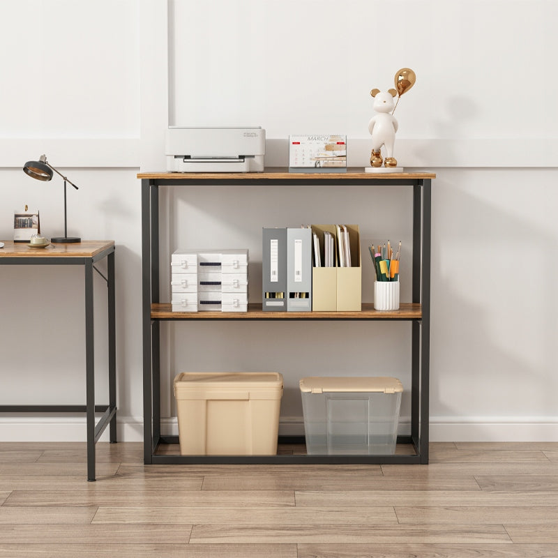 Industrielles Büroregal Loft-Stil aus Holz – 2 Regalböden – Konsole in rustikalem Braun.