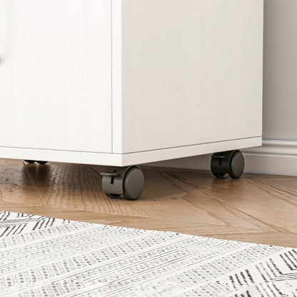 Weißer rollbarer Büroschrank mit Regalböden und Schublade – 50 x 40 x 75 cm – praktischer Drucker-Unterschrank