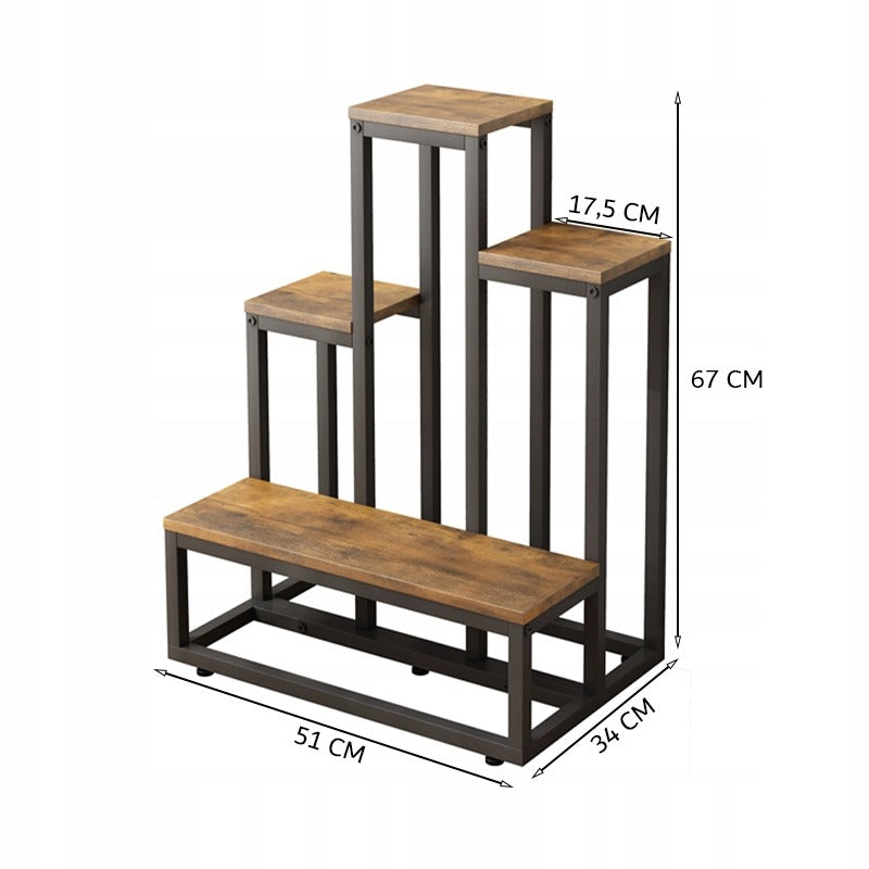 Rustikales Pflanzenregal – 67 cm hoch, im Loft-/Industrie-Stil