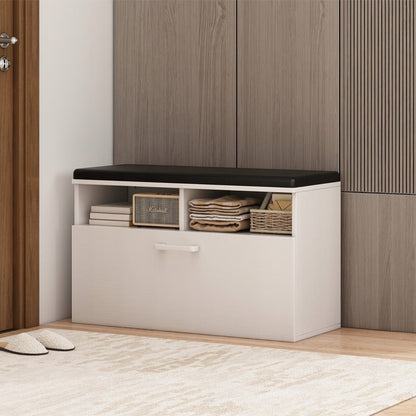 Weißer Schuhschrank mit Sitzbank und Stauraum