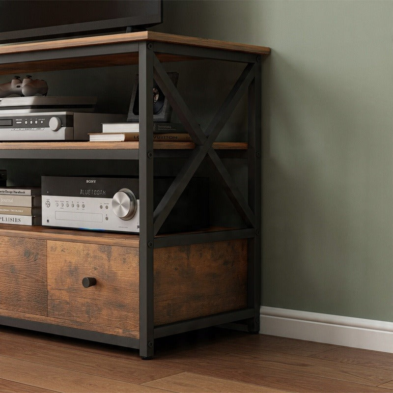 TV-Schrank Loft Kommode für Wohnzimmer mit Regalen und Schubladen 110 cm