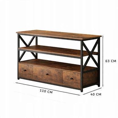 TV-Schrank Loft Kommode für Wohnzimmer mit Regalen und Schubladen 110 cm