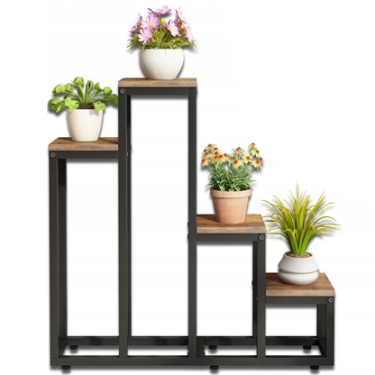 4-stöckiges Pflanzenregal – Rustikales Blumen- und Blumentopfregal